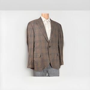 Brunello Cucinelli Houndstooth Plaid Wool Cashmere Flannel Sport Blazer 52/42